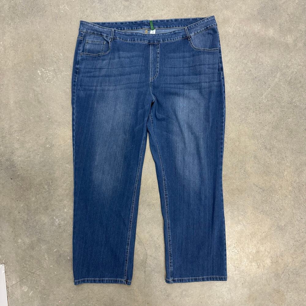 Halara Women's 3X Blue High Rise Pull-On Stretch Denim Crop Jeans Plus Size